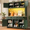 Flieks LED Hochschrank mit Lichtsystem, PE Rattan Schrank Produktbild-Vorschau 2