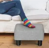 Hocker,Fußhocker mit Stoffbezug in Leinenoptik, Sitzhocker Produktbild-Vorschau 3