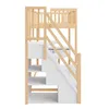 A loft bed with stairs and storage, shown from the front. Náhled obrázku produktu
