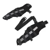 Two black dog leg braces with reflective strips and buckles are shown against a white background. Podgląd zdjęcia produktu