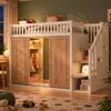 Hochbett 90 x 200 cm mit Kleiderschrank, Treppenschrank, Produktbild-Vorschau 1