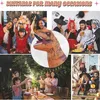 A collage of images showing people at parties and events, some in costumes, with a focus on an inflatable dinosaur costume. Produktbild-Vorschau