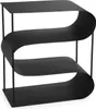 A black metal firewood rack with a unique double S-shaped design. Produktbild-Vorschau