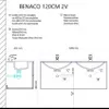Technical drawing of a double sink vanity with dimensions and connection points. Anteprima dell’immagine prodotto