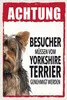 vianmo Holzschild 18x12 cm Tiere Achtung Yorkshire Terrier Produktbild-Vorschau 1