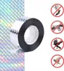 A roll of holographic bird repellent tape is shown next to four circular icons depicting birds with a red prohibition sign over them. Náhľad obrázku produktu