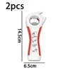 A multi-tool bottle opener and can opener is shown against a white background with dimensions indicated. Produktbild-Vorschau