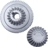 Two metal gears are shown against a white background. One gear is larger and has a central opening with internal teeth. The smaller gear is positioned to the right and slightly below the larger gear. Produktbild-Vorschau