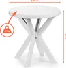 A white plastic garden table with dimensions indicated. Anteprima dell’immagine prodotto