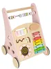 Trotteur en bois pour bébé avec abacus, rose Voir les images du produit 4
