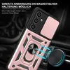 A close-up of a rose gold phone case with a ring holder, attached to a magnetic car mount. Produktbild-Vorschau