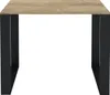 A product shot of a table with a wooden top and black metal legs, presented against a white background. Náhled obrázku produktu