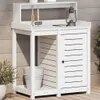 Pflanztisch mit Ablagen Weiß 82,5x50x109,5 cm Massivholz Produktbild-Vorschau 2
