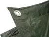 A close-up view of a green tarp with a metal grommet. Produktbild-Vorschau