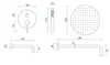 Technical drawings with dimensions of a shower set. Produktbild-Vorschau