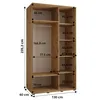 Šatní skříň ASIRI 13 - 130/60 cm, bílá / dub artisan / Náhled obrázku produktu 4
