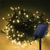 A tangled string of warm white LED lights with a solar panel unit. Náhľad obrázku produktu