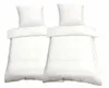 Two white duvet covers and pillowcases are displayed side-by-side against a white background. Produktbild-Vorschau