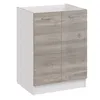 A white and wood grain cabinet with two doors. Produktbild-Vorschau
