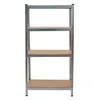 A four-shelf metal storage rack with particleboard shelves, shown against a white background. Náhled obrázku produktu