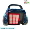 The back of a blue vacuum cleaner with a red filter compartment visible. Produktbild-Vorschau