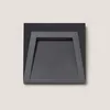 A close-up, straight-on view of a dark gray, square outdoor LED light fixture with a trapezoidal opening. Produktbild-Vorschau