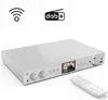 A white Hama HiFi-Tuner DIT2105SBTX, DAB+/Internetradio with its remote control on a white background. Anteprima dell’immagine prodotto