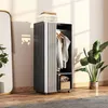 HOMCOM Armoire penderie mobile dressing avec rideau armoire Voir les images du produit 8