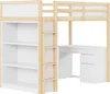 A loft bed with a desk and bookshelf attached, shown against a white background. Anteprima dell’immagine prodotto