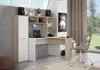 A modern home office setup with a corner desk and storage unit. Produktbild-Vorschau