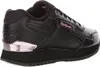 A side view of a black Reebok shoe with pink accents. Voir les images du produit