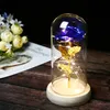 Svítící modrá růže ve skleněné kopuli LED Náhled obrázku produktu 2