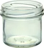 A clear glass jar with a threaded rim, shown against a white background. Produktbild-Vorschau