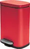 A red pedal trash can with a gray pedal and black base, shown from a three-quarter angle against a white background. Produktbild-Vorschau