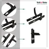 A collage of images showing different views and components of black door handles. Podgląd zdjęcia produktu