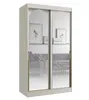 A wardrobe with mirrored doors reflecting a living room scene. Produktbild-Vorschau