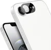 A close-up, angled view of a white smartphone with a camera lens protector applied to the rear camera module. Another smartphone is partially visible in the foreground. Produktbild-Vorschau