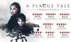 A promotional image for the video game A Plague Tale: Innocence, featuring the main characters and review scores from various publications. Produktbild-Vorschau
