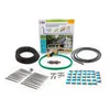 A product photo of a garden irrigation system kit laid out on a white background, with its packaging in the background. Anteprima dell’immagine prodotto