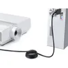 A white projector is connected to a computer tower with a black cable. Produktbild-Vorschau