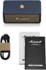 A product shot of a Marshall Emberton III portable Bluetooth speaker, along with its charging cable and user manuals, presented on a white background. Produktbild-Vorschau