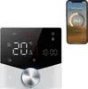 A smart thermostat and a smartphone displaying its app. Podgląd zdjęcia produktu