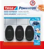 tesa Powerstrips Haken SMALL Oval schwarz 3 Haken + 4 Produktbild-Vorschau 1