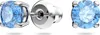 Two blue stud earrings with silver settings are shown against a white background. Produktbild-Vorschau