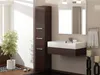 A modern bathroom vanity with a tall cabinet and a sink. Produktbild-Vorschau