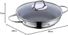 A close-up, angled view of a WMF Devil Servier-Schmorpfanne with a glass lid, showing its dimensions. Podgląd zdjęcia produktu