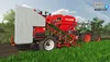 A farming simulator game scene showing a tractor pulling a harvesting machine in a field. Podgląd zdjęcia produktu