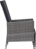 Side view of a gray rattan reclining garden chair with a dark gray cushion. Náhľad obrázku produktu