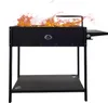 A black charcoal grill with flames on a white background. Produktbild-Vorschau