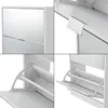 A collage of four close-up images showing different angles and details of a white shoe cabinet. Anteprima dell’immagine prodotto